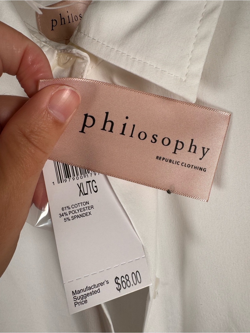 Philosophy Republic Clothing White Oversized Button-Up Shirt XL Pocket - Picture 3 of 8